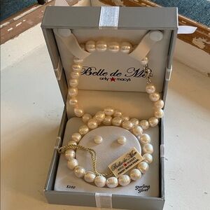Cream Pearl Necklace and earrings from Macys